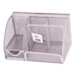 Przybornik metalowy na biurko srebrny 125x140x220mm 910703-S*5047*