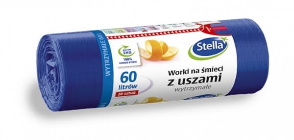 Worki na śmieci z uszami wytrzymałe 60L 20szt. granatowe (HD-LD) STELLA*9725* Worki na śmieci z uszami wytrzymałe 60L 20szt. granatowe (HD-LD) STELLA*9725* - obrazek 1