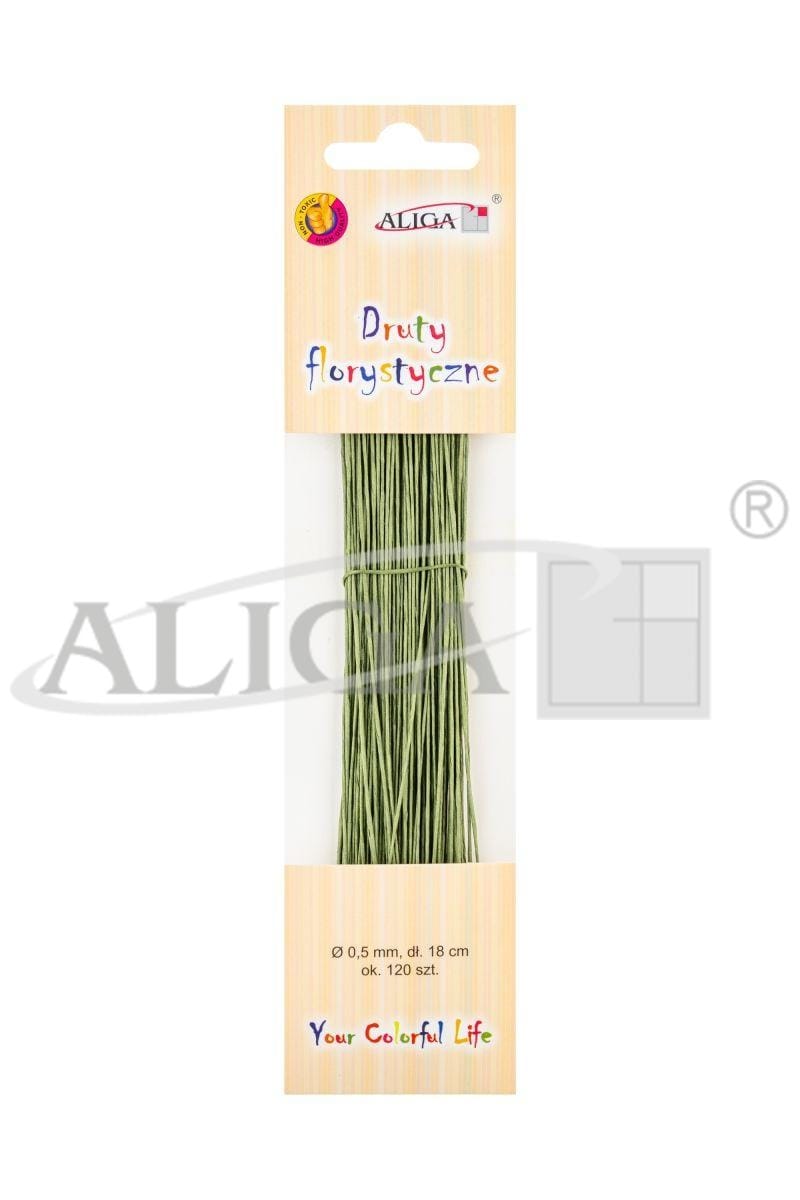 ai3995 Druty florystyczne DA-3995 zielone, rozm. 0,5mm x 18cm, pudełko zawiera 120szt. *3995 - obrazek 1