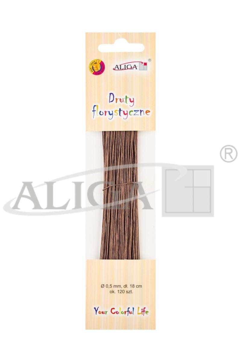 ali4008 Druty florystyczne DA-4008 brązowe, rozm. 0,5mm x 18cm, pudełko zawiera 120szt. *4008* - obrazek 1