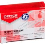 Spinacze okrągłe OFFICE PRODUCTS, 25mm, 100szt., srebrne