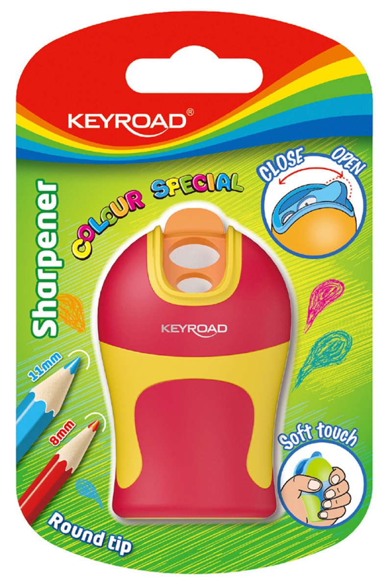 111320-71311-temperowka_keyroad_soft_touch_plastikowa_podw-800w Temperówka KEYROAD Colour Special Soft Touch, plastikowa, podwójna, ostrzenie zaokrąglone, blister, mix kolorów - obrazek 1