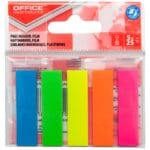 Zakładki indeksujące OFFICE PRODUCTS, standard, PP, 12x45mm, 5x25 kart., zawieszka, mix kolorów