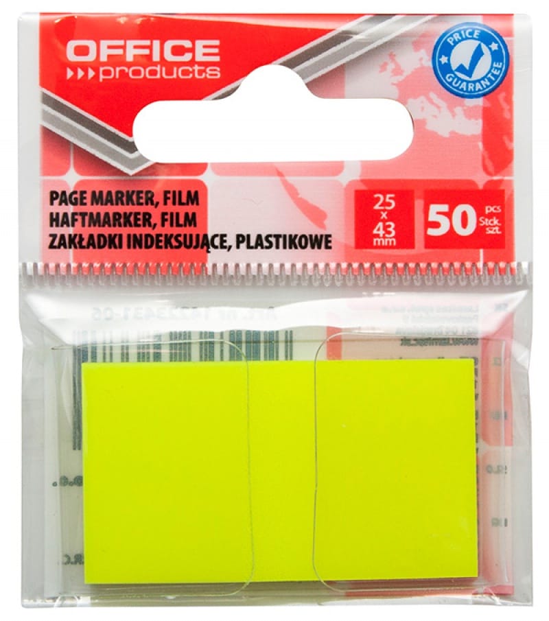123564-128048-zakladki_indeksujace_office_products_pp_25x4-800w Zakładki indeksujące OFFICE PRODUCTS, PP, 25x43mm, 1x50 kart., zawieszka, żółte - obrazek 1