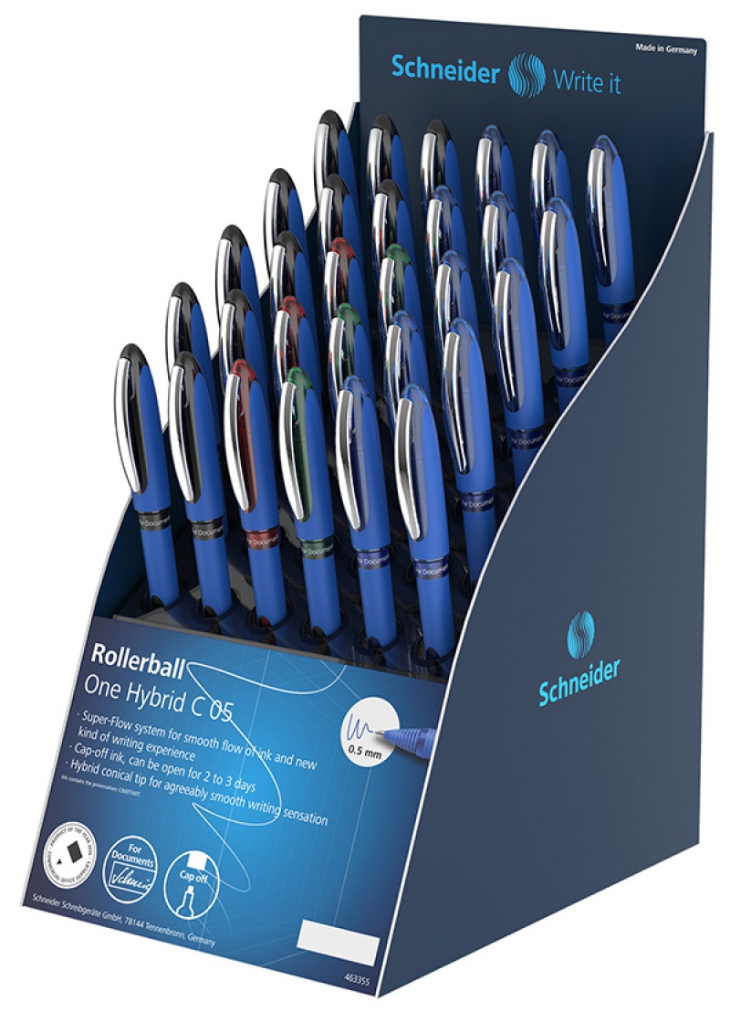 128236-132702-display_pior_kulkowych_schneider_30_x_one_hy-800w Display piór kulkowych Schneider 30 x One Hybrid C 0,5 mm, miks kolorów - obrazek 1