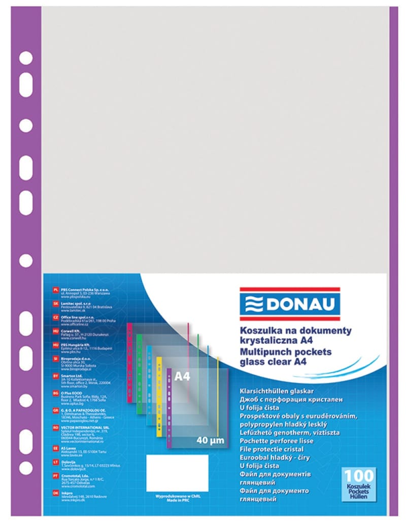 202300-14326-koszulki_na_dokumenty_donau_pp_a4_krystal_40m-800w Koszulki na dokumenty DONAU, PP, A4, krystal, 40mikr., kolorowy brzeg - fioletowy, 100szt. - obrazek 1