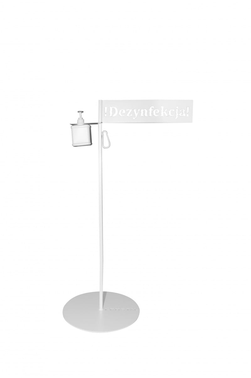 Stojak do dezynfekcji OFFICE PRODUCTS, z karabińczykiem i dozownikiem, biały - obrazek 1