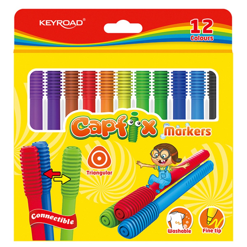 233086-218457-flamastry_keyroad_capfix_markers_12szt_trojk-800w Flamastry KEYROAD Capfix Markers, 12szt., trójkątne, zmywalne, łączone, zawieszka, mix kolorów - obrazek 1