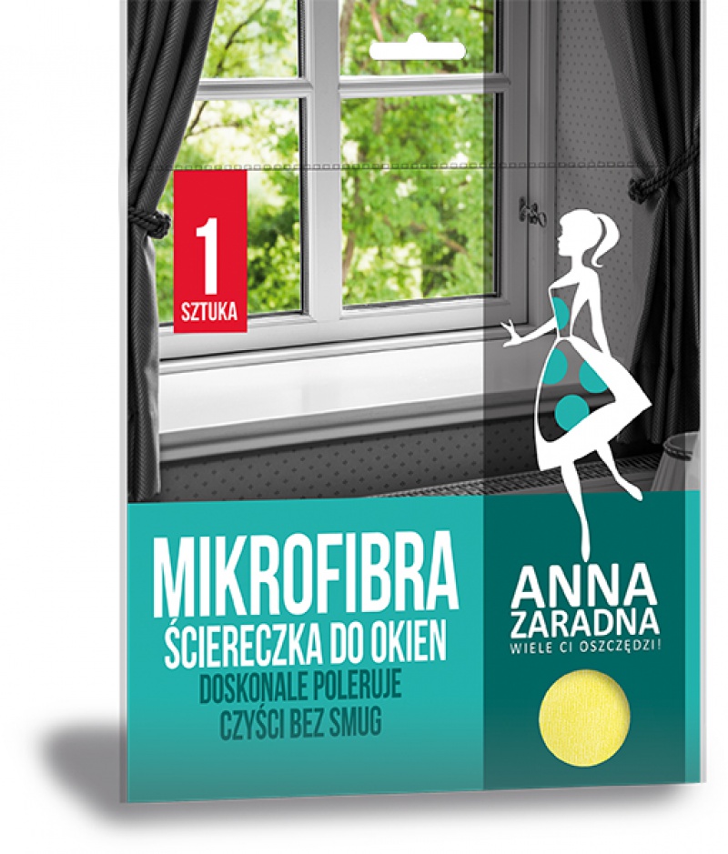 237466-219938-mikrofibra_sciereczka_do_okien_anna_zaradna_-800w Mikrofibra ściereczka do okien ANNA ZARADNA, 1 szt., żółty - obrazek 1