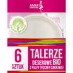 Talerze deserowe bio ANNA ZARADNA, z pulpy trzciny cukrowej, 6 szt., biały