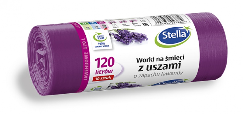 237586-220045-worki_na_smieci_stella_z_uszami_zapach_lawen-800w Worki na śmieci z uszami STELLA, zapach lawendy, 120 l, 10 szt., lawendowy - obrazek 1