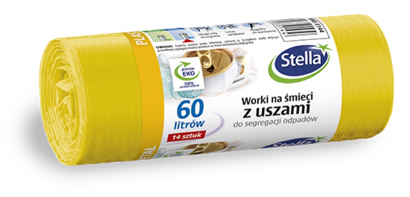 237594-220053-worki_z_uszami_stella_do_segregacji_plastiku-800w Worki z uszami STELLA, do segregacji plastiku i metali, 60 l, 14 szt., żółte, żółty - obrazek 1