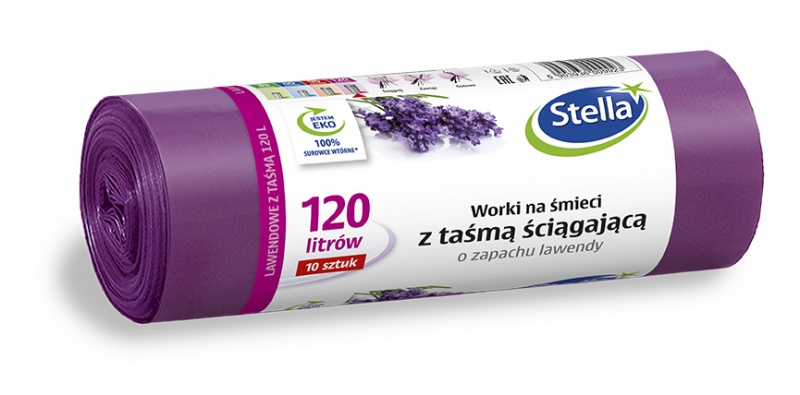 237597-220056-worki_na_smieci_stella_z_tasma_sciagajaca_za-800w Worki na śmieci STELLA, z taśmą ściągającą, zapach lawendy, 120 l, 10 szt., lawendowy - obrazek 1