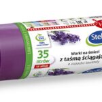 Worki na śmieci STELLA, z taśmą ściągającą, zapach lawendy, 35l, 15 szt., lawendowy