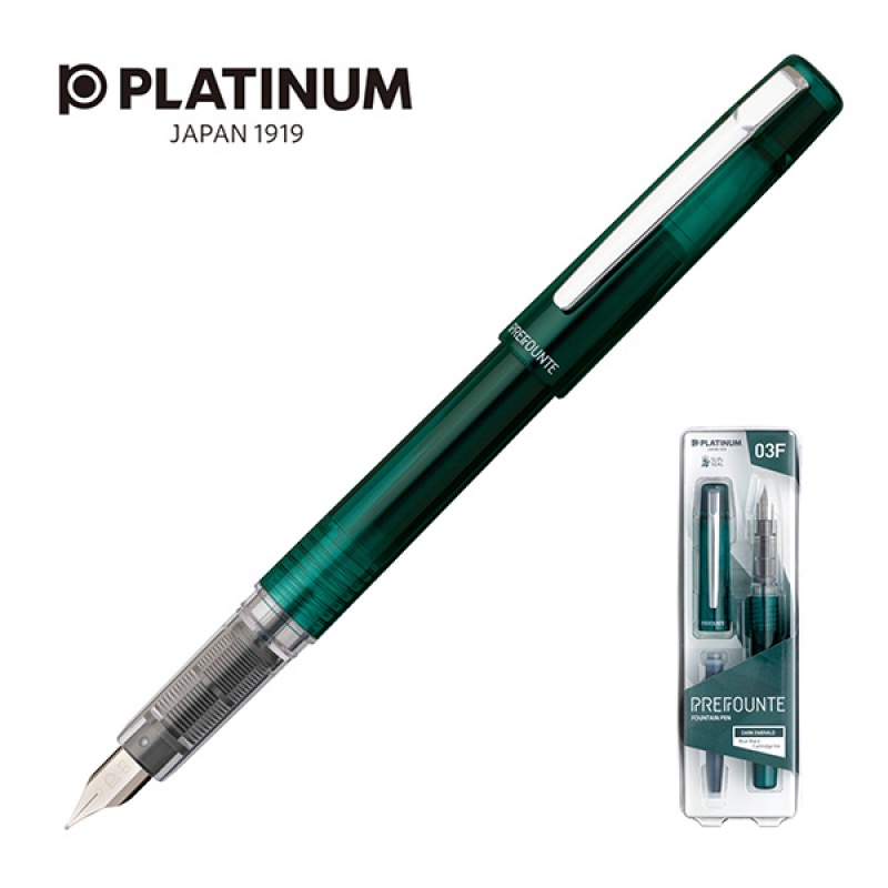 243560-224202-pioro_wieczne_platinum_prefounte_dark_emeral-800w Pióro wieczne Platinum Prefounte Dark Emerald, F, w plastikowym opakowaniu, na blistrze, zielone - obrazek 1