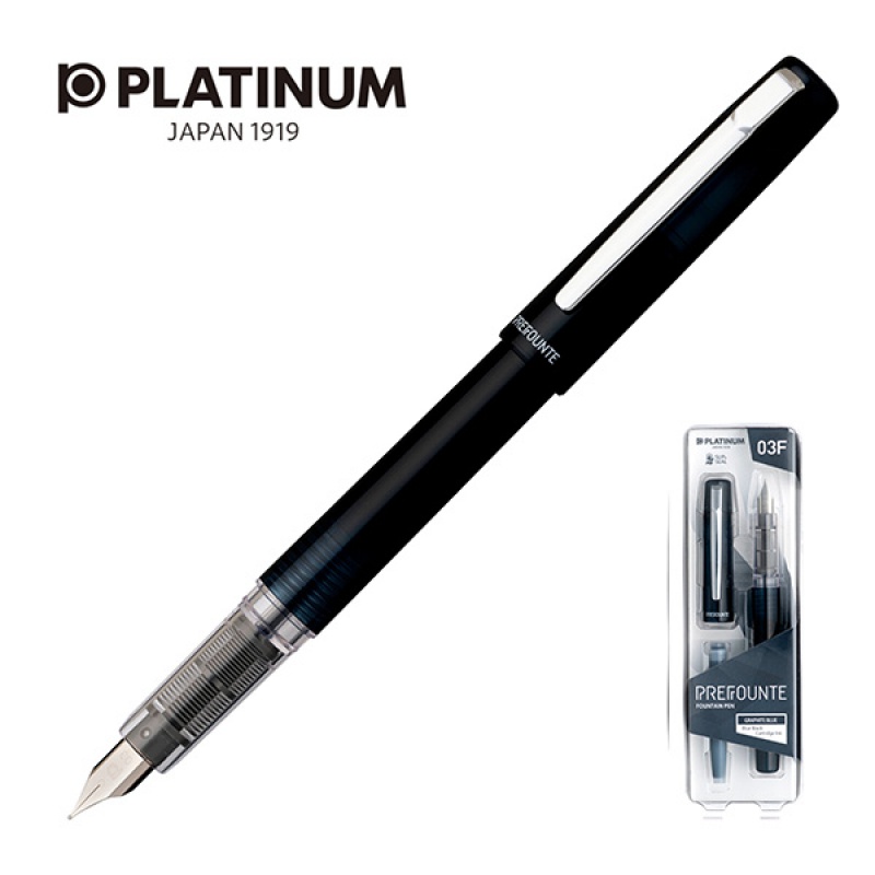 243570-224204-pioro_wieczne_platinum_prefounte_graphite_bl-800w Pióro wieczne Platinum Prefounte Graphite Blue, F, w plastikowym opakowaniu, na blistrze, granatowe - obrazek 1