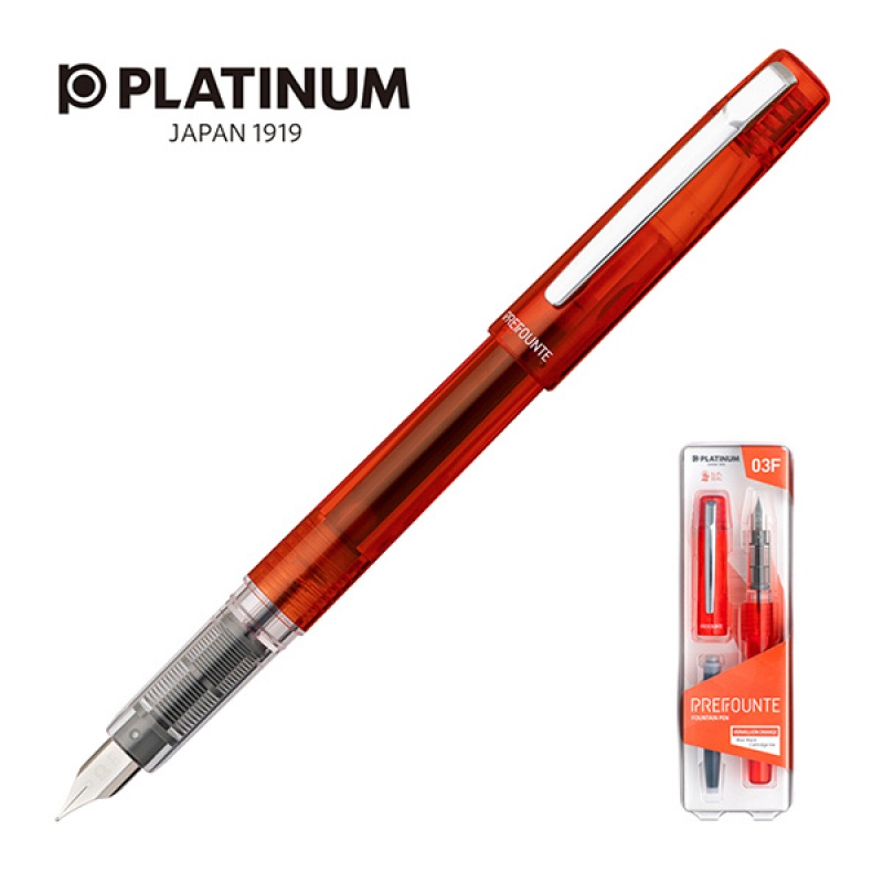 243590-224208-pioro_wieczne_platinum_prefounte_vermilion_o-800w Pióro wieczne Platinum Prefounte Vermilion Orange, F, w plastikowym opakowaniu, na blistrze, pomarańczowe - obrazek 1