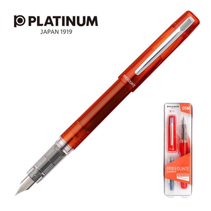 243594-224209-pioro_wieczne_platinum_prefounte_vermilion_o-800w Pióro wieczne Platinum Prefounte Vermilion Orange, M, w plastikowym opakowaniu, na blistrze, pomarańczowe - obrazek 1