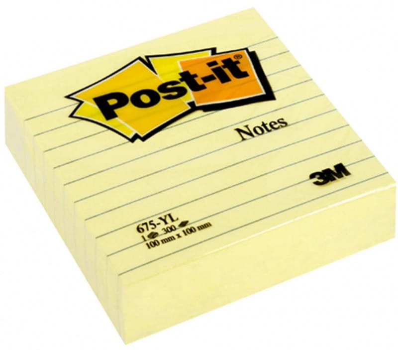 246237-21465-karteczki_samoprzylepne_post_it_w_linie_675_y-800w Karteczki samoprzylepne POST-IT® w linie (675-YL), 100x100mm, 1x300 kart., żółte - obrazek 1