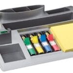 Organizer na biurko POST-IT® (C50) srebrny + karteczki samoprzylepne, zakładki indeksujące i taśma GRATIS