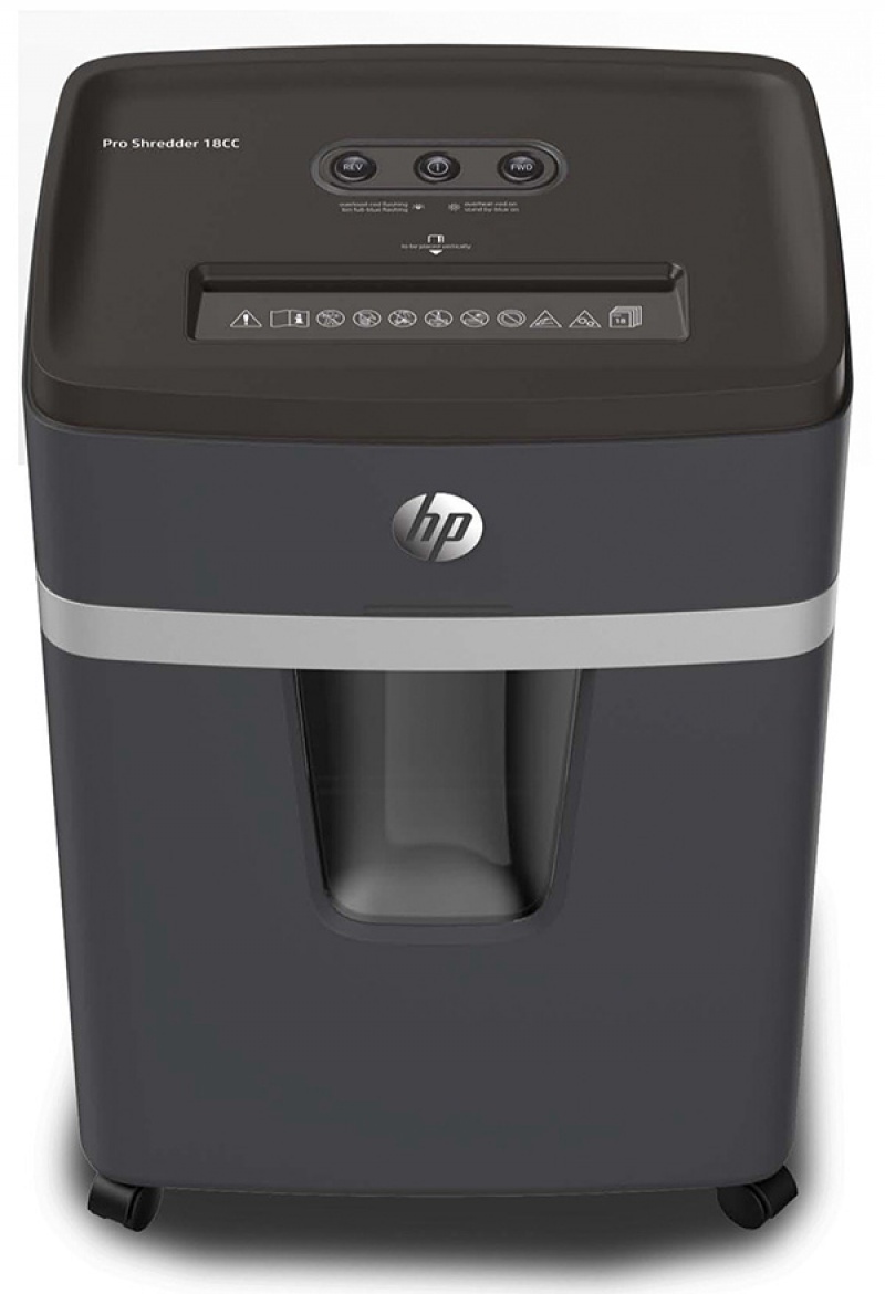 252456-228684-niszczarka_hp_pro_shredder_18cc_scinki_p_4_1-800w Niszczarka HP PRO SHREDDER 18CC, ścinki, P-4, 18 kart., 25l, ciemnoszara - obrazek 1