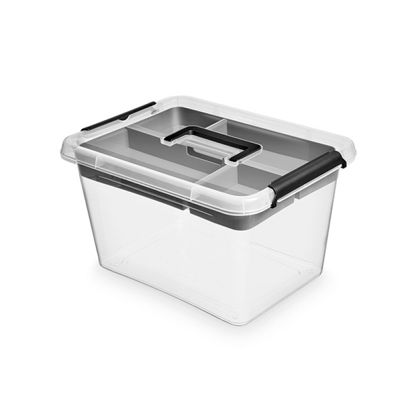 253316-230066-pojemnik_do_przechowywania_orplast_insert_bo-800w Pojemnik do przechowywania MOXOM, Insert Box, 15,5l, z rączką, z klipsami, transparentny grafit - obrazek 1