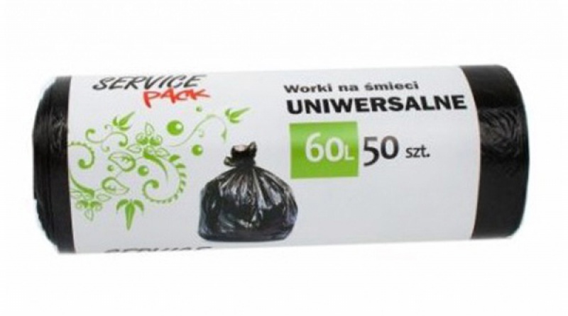 Worki na śmieci STELLA, HDLD, 60 l, 50 szt., czarne - obrazek 1