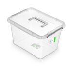 Pojemnik antybakteryjny MOXOM Antibacterial, z rączką, 15,5l, (390 x 290 x 215mm), transparentny (opakowanie 12 szt.)