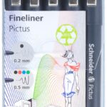 Zestaw cienkopisów SCHNEIDER Pictus, 5 szt., mix kolorów i grubości