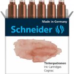 Naboje do piór SCHNEIDER, 6 szt., cognac / ciemnobrązowy
