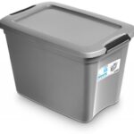 Pojemnik do przechowywania MOXOM RobuStore, 55l, z klipsami, szary
