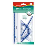 Zestaw geometryczny KEYROAD, z linijką 20cm, plastikowy, transparentny