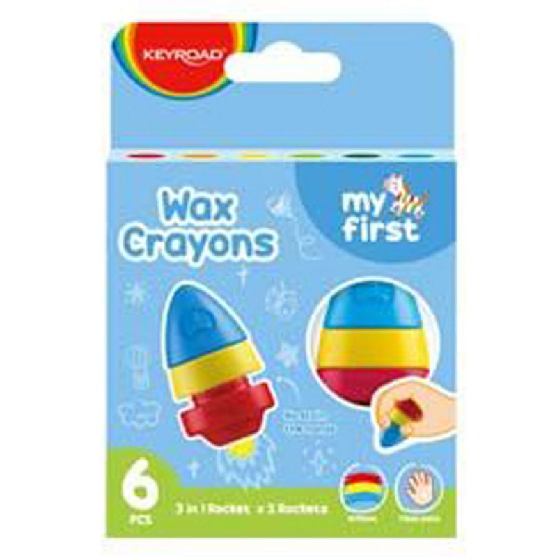 315522-342606-kredki_woskowe_keyroad_2_rockets_6szt_zawies-800w Kredki woskowe KEYROAD 2 Rockets, 6szt., zawieszka, mix kolorów - obrazek 1