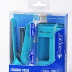 Zestaw zszywacz Nowa-35 + dziurkacz Aion-10G, pudełko z zawieszką, turkusowy