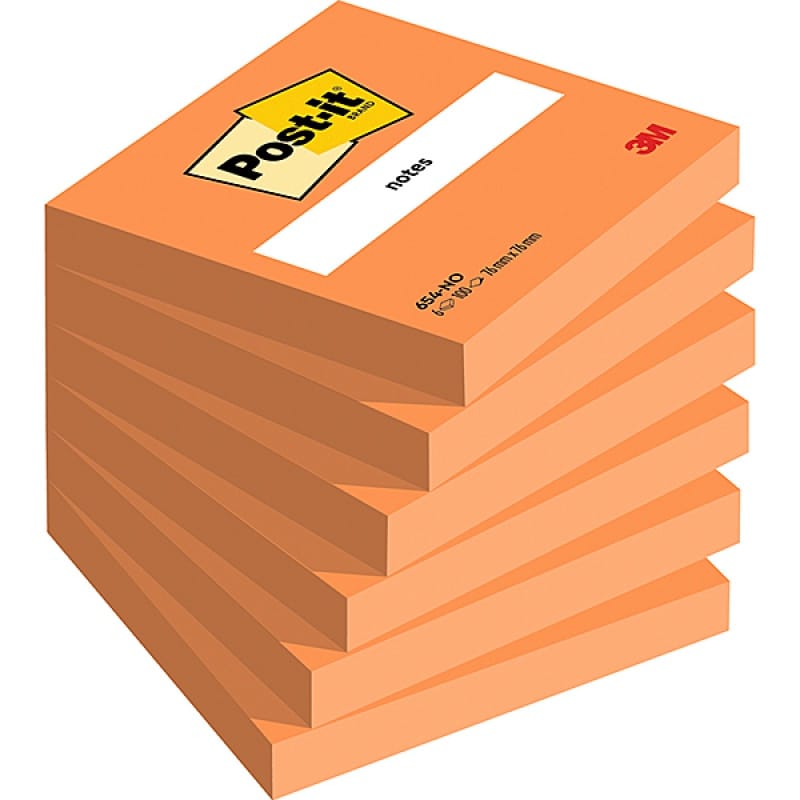 317051-168664-karteczki_samoprzylepne_post_it_654n_76x76mm-800w Karteczki samoprzylepne POST-IT® (654N), 76x76mm, 1x100 kart., jaskrawy pomarańczowy - obrazek 1