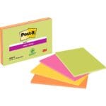 Karteczki samoprzylepne POST-IT® Super Sticky (6845-SSP), 203x152mm, 4x45kart., mix kolorów