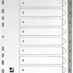 Przekładki Q-CONNECT, PP, A4, 225x297mm, 1-10, 10 kart, szare