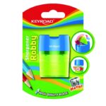 Temperówka metalowa KEYROAD Robby, podwójna, z pojemnikiem, blister, mix kolorów