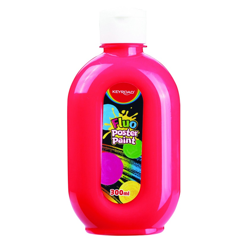 319222-349564-farba_plakatowa_keyroad_fluorescencyjna_300m-800w Farba plakatowa KEYROAD, Fluo, 300ml, butelka, neonowa czerwona - obrazek 1
