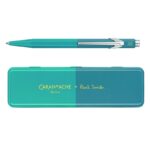 Długopis CARAN D'ACHE 849 Paul Smith Edycja 4, M, w pudełku, Cyan/Steel