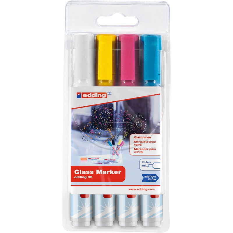321267-351719-marker_do_powierzchni_szklanych_e_95_edding_-800w Marker do powierzchni szklanych E-95 EDDING, 1,5-3 mm, 4 szt., mix kolorów - obrazek 1