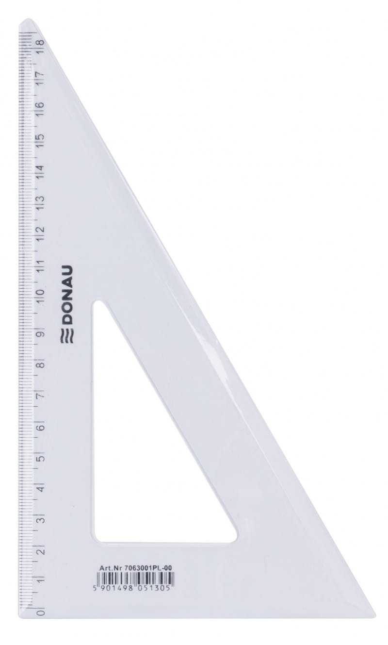 324374-15192-ekierka_donau_duza_19cm_60_transparentna-800w Ekierka DONAU, duża, 19cm, 60°, transparentna (opakowanie 50 szt.) - obrazek 1