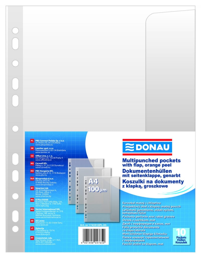 326406-14313-koszulki_z_klapka_donau_pp_a4_groszkowe_100mi-800w Koszulki z klapką DONAU, PP, A4, groszkowe, 100mikr., 10szt. - obrazek 1