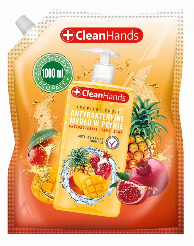 327476-357230-mydlo_antybakteryjne_clean_hands_owoce_tropi-800w Mydło antybakteryjne CLEAN HANDS, owoce tropikalne, 1000 ml - obrazek 1