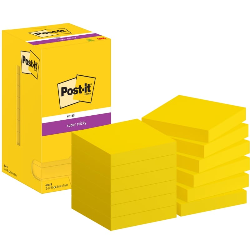 328130-355787-karteczki_samoprzylepne_post_it_super_sticky-800w Karteczki samoprzylepne POST-IT® Super Sticky (654-S), 76x76mm, 12x90 kart., żółte - obrazek 1