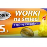 Worki na śmieci z taśmą GROSIK, HDPE, 35l, 15 szt., żółte