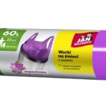 Worki na śmieci JAN NIEZBĘDNY, HDPE, t-shirt, 60l, 20szt., fioletowe