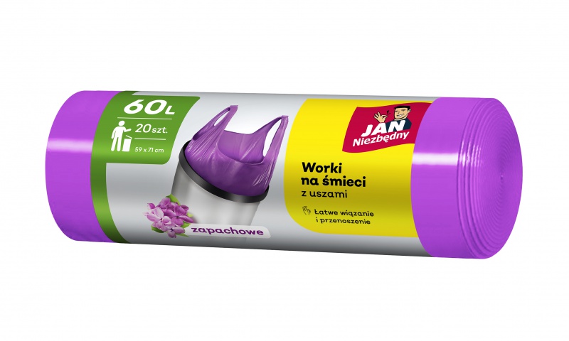 328749-358398-worki_na_smieci_jan_niezbedny_hdpe_t_shirt_6-800w Worki na śmieci JAN NIEZBĘDNY, HDPE, t-shirt, 60l, 20szt., fioletowe - obrazek 1