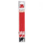 Ołówki drewniane MARTEK, HB, B, 2B, H, 4 szt., czerwony, zawieszka