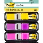 Zakładki indeksujące POST-IT® (683-4AB), PP, 11,9x43,2mm, 4x35 kart., mix kolorów neonowych